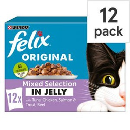 Felix Original Mixed Selection Wet Pouch +1 in Jelly (12x100g)