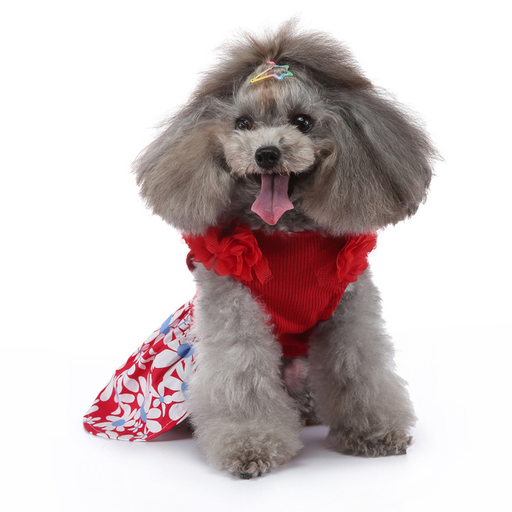 Flower Sleeve Dress Red (Small)