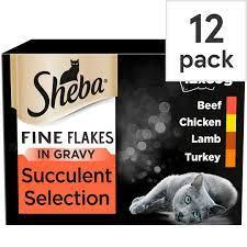 Sheba Fine Flakes Adult Wet Cat Food Mixed Selection in Jelly 12x85g Tray