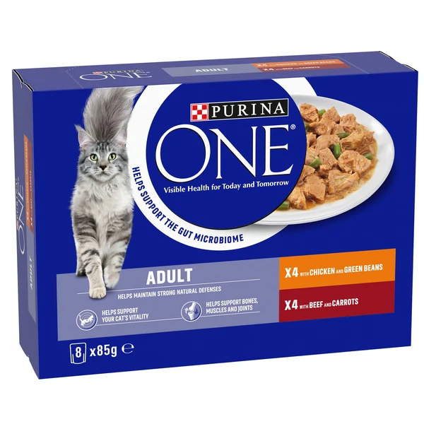 Purina One Adult Mini Fillets In Gravy Chicken & Beef (8x85g)
