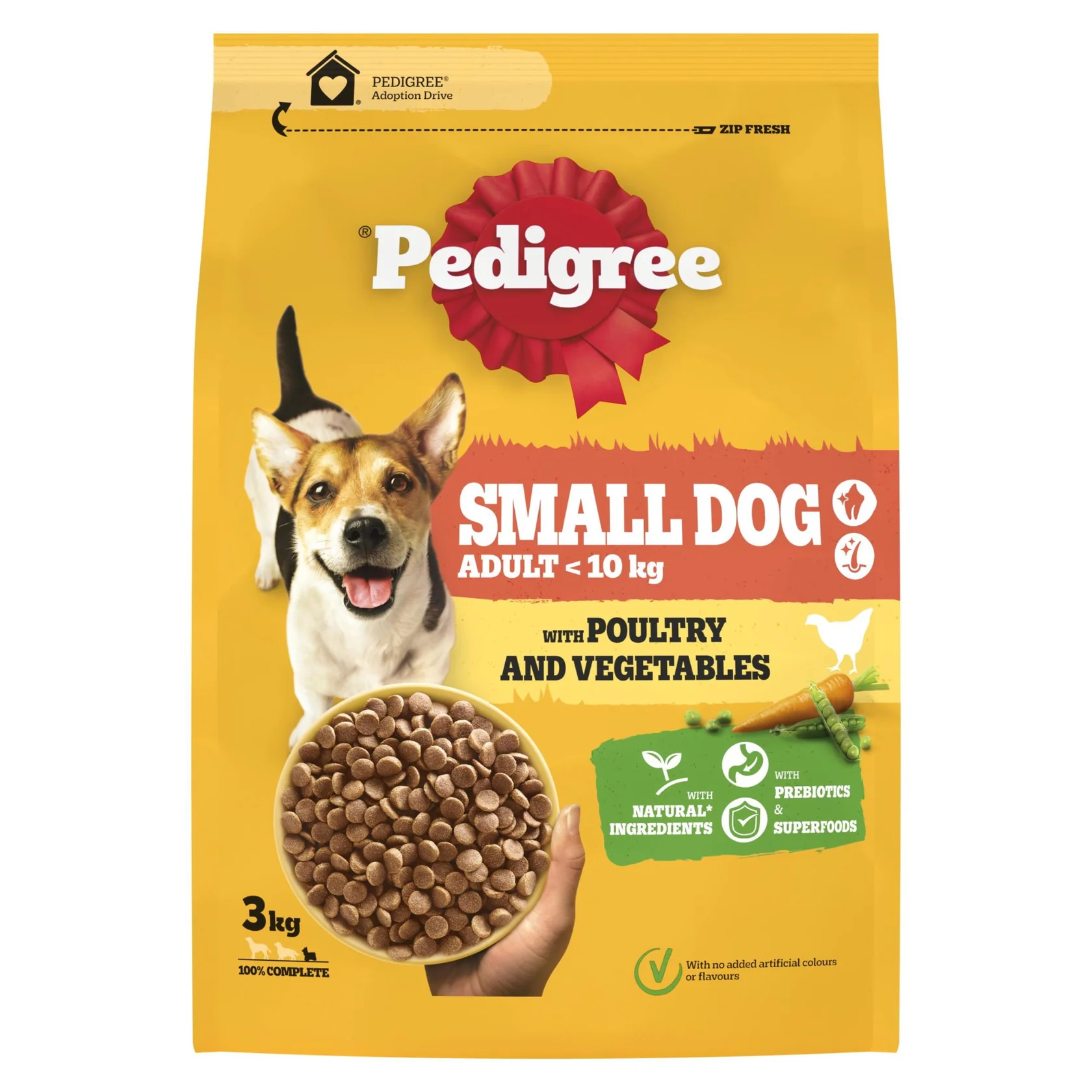 Pedigree Complete Adult Small Dog Dry Poultry and Vegetables 3kg